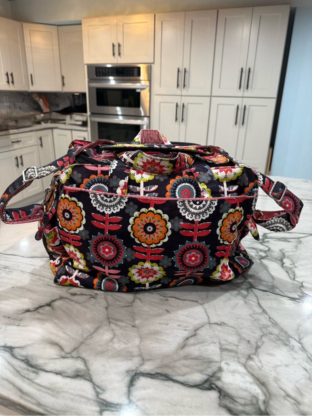 Ju-Ju-Be Be Prepared Diaper Bag Dancing Dahlias Discontinued Print Navy Floral